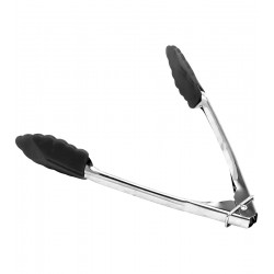 Pegador 18cm Para Salada em Aço Inox e Silicone Preto